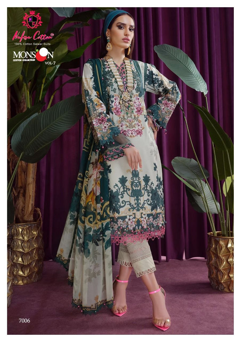 Nafisa Monsoon Collection Vol 7 Pure Cotton With Printed Work Stylish Designer Pakistani Party Wear Salwar Kameez