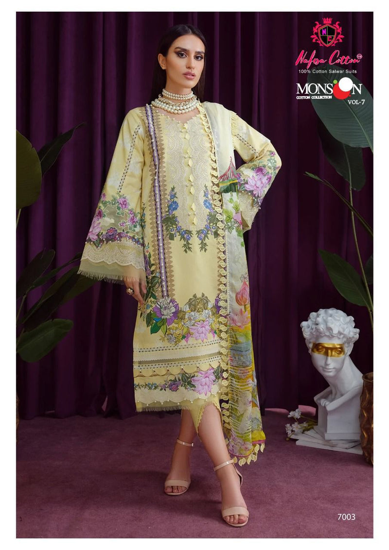 Nafisa Monsoon Collection Vol 7 Pure Cotton With Printed Work Stylish Designer Pakistani Party Wear Salwar Kameez