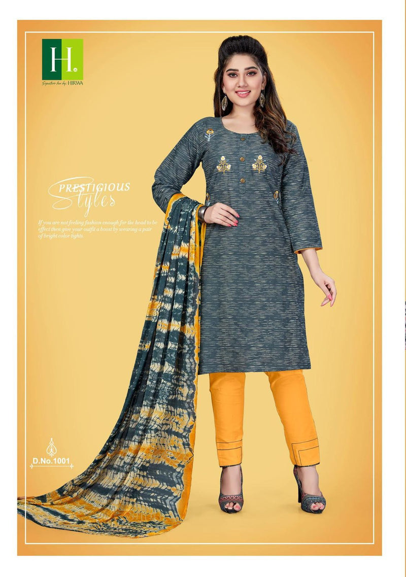 Hirwa Morni Vol 1 Cambric Cotton Prints Festive Wear Kurtis With Bottom & Dupatta