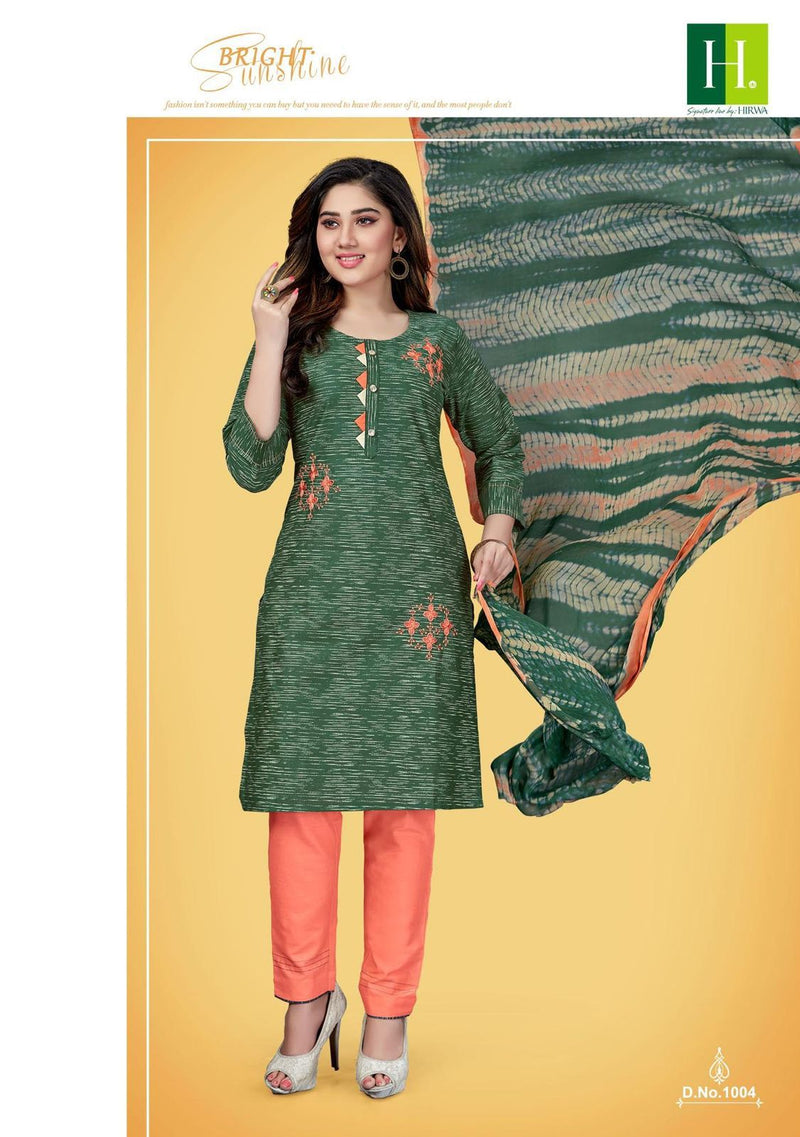 Hirwa Morni Vol 1 Cambric Cotton Prints Festive Wear Kurtis With Bottom & Dupatta