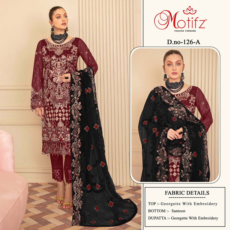 Motifz Dno 126 A Georgette With Beautiful Heavy Embroidery Work Stylish Designer Party Wear Salwar Kameez