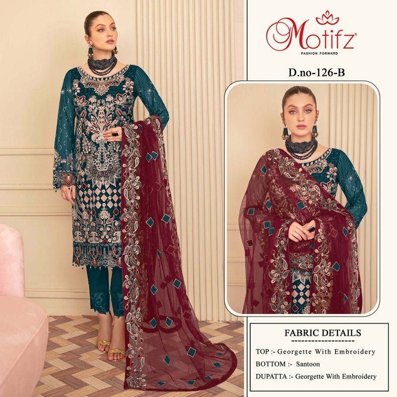 Motifz Dno 126 B Georgette With Beautiful Heavy Embroidery Work Stylish Designer Party Wear Salwar Kameez