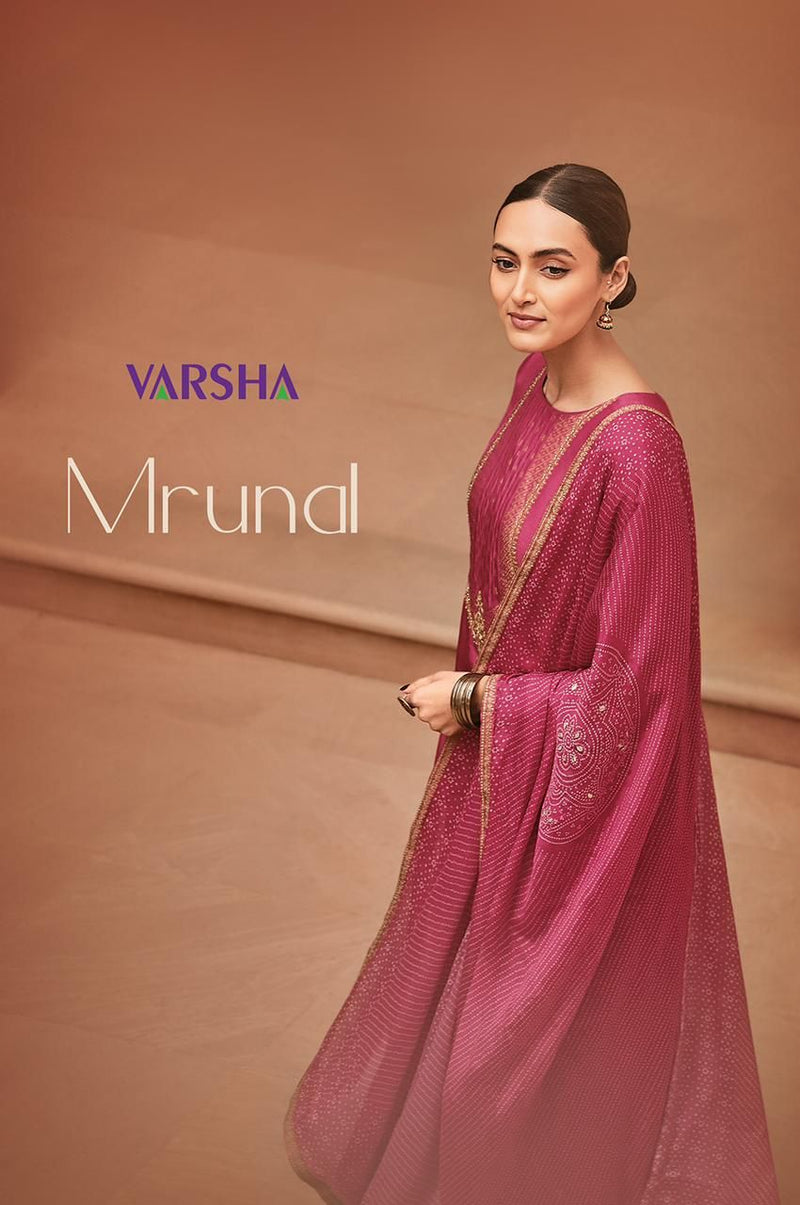 Varsha Mrunal Russian Silk With Handwork Designer Party Wear Salwar Suits