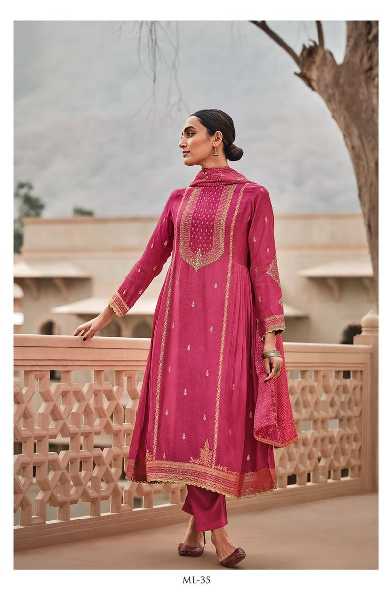 Varsha Mrunal Russian Silk With Handwork Designer Party Wear Salwar Suits