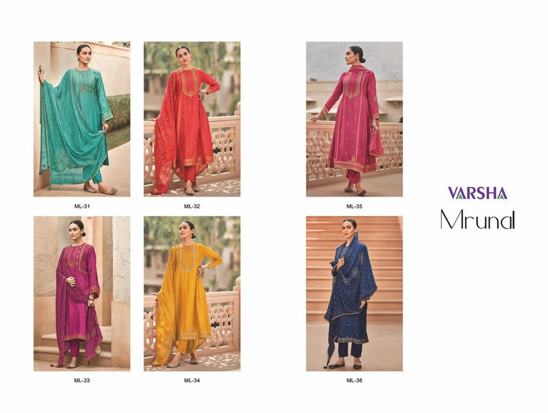 Varsha Mrunal Russian Silk With Handwork Designer Party Wear Salwar Suits