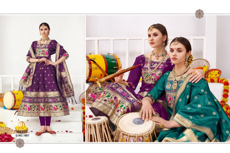 Poonam Muhurtham Silk With Fancy Work Stylish Designer Attractive Look Fancy Kurti