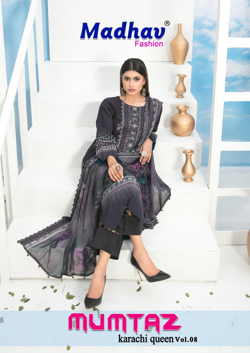 Madhav Fashion Mumtaz Karachi Queen Vol 8 Pure Cotton Printed karachi  Salwar Suit