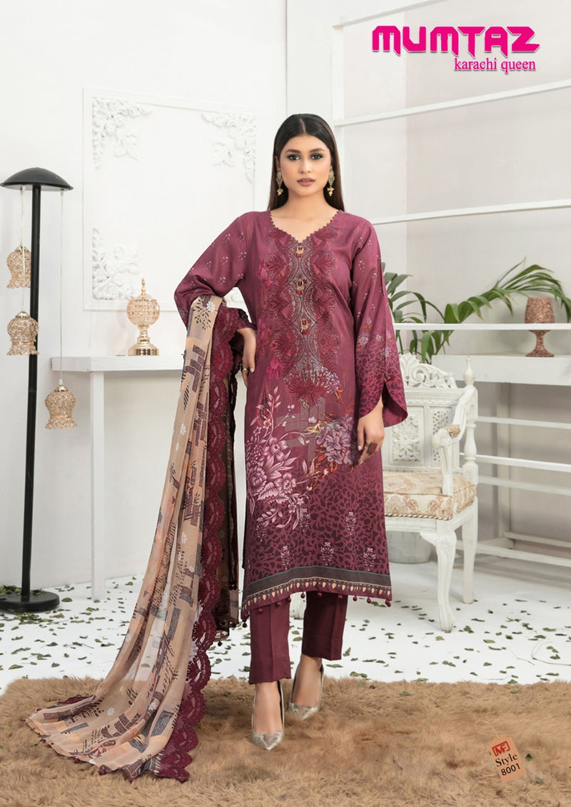 Madhav Fashion Mumtaz Karachi Queen Vol 8 Pure Cotton Printed karachi  Salwar Suit