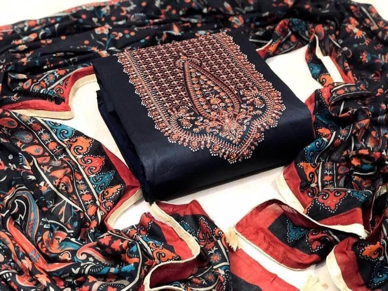 Mumtaz Arts Saanjh Hit Designer Jam Cotton Kashmiri Embroidered Singles Collection