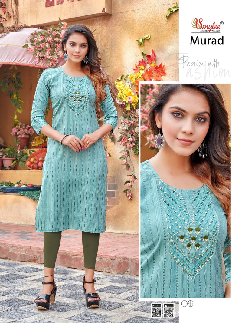 Smylee Fashion Murad Rayon Fancy Designer Festive Wear Kurtis