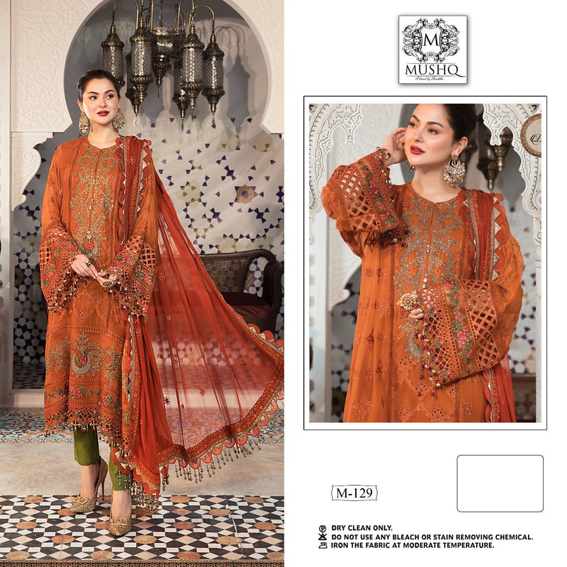 Mushq M 129 Fox Georgette Embroidered Pakistani Style Party Wear Salwar Suits