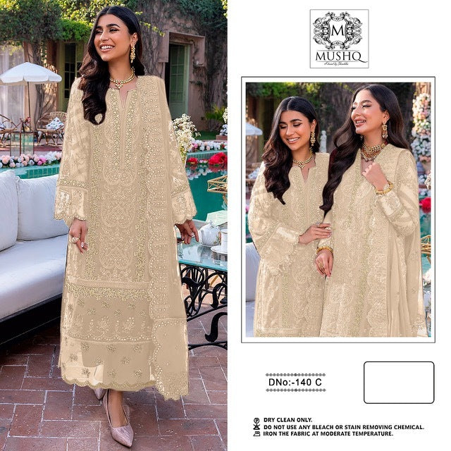 Mushq M 140 Fox Georgette Designer Pakistani Style Party Wear Salwar Suits