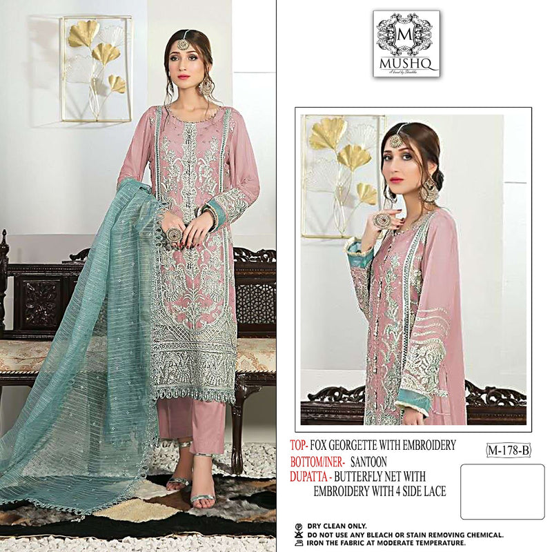 Mushq Dno 178 B Georgette With Heavy Beautiful Embroidery Work Stylish Designer Wedding Wear Salwar Kameez