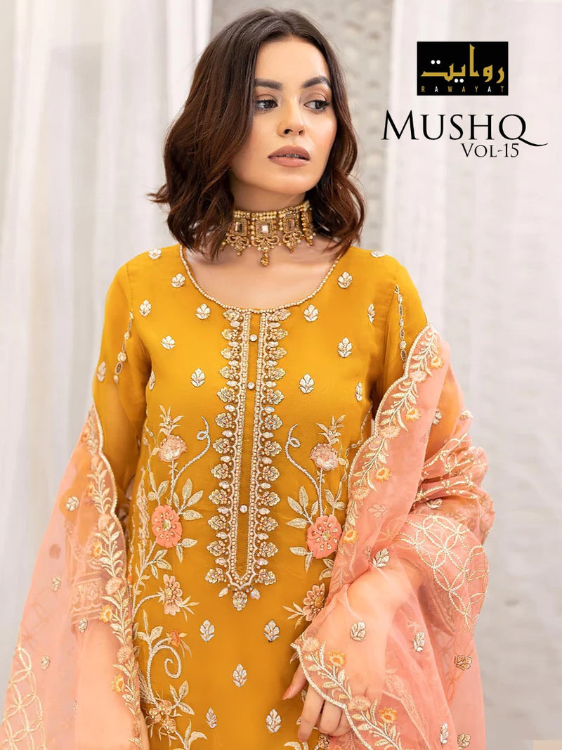 Rawayat Fashion Mushq Vol 15 Georgette With Beautiful Work Stylish Designer Pakistani Salwar Kameez