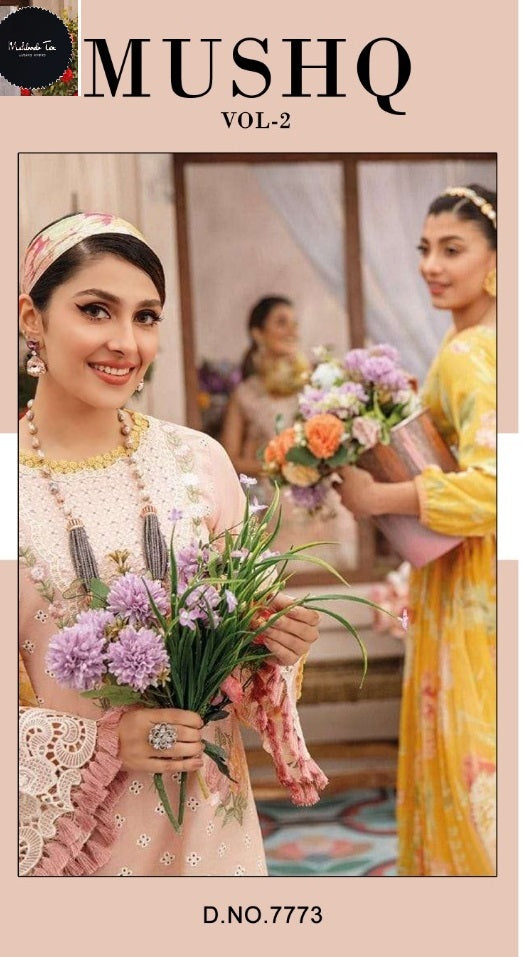Mehboob Tex Mushq Vol 2 Cambric Cotton Embroidered Pakistani Style Party Wear Salwar Suits