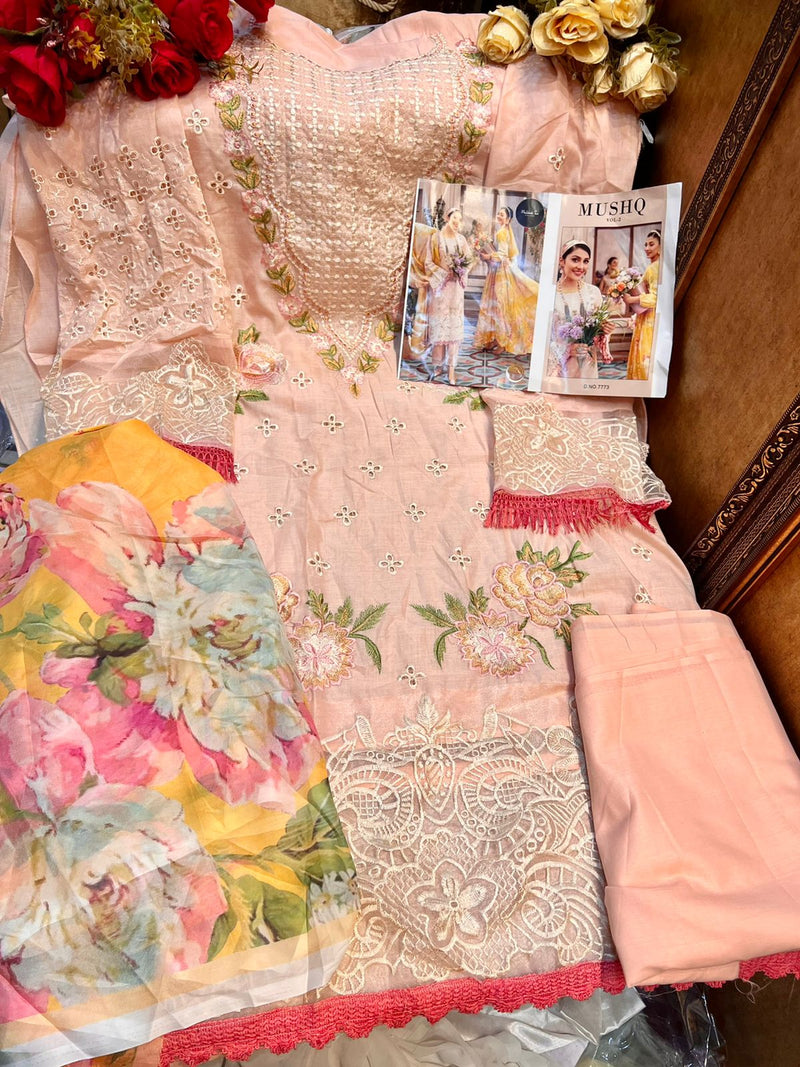 Mehboob Tex Mushq Vol 2 Cambric Cotton Embroidered Pakistani Style Party Wear Salwar Suits