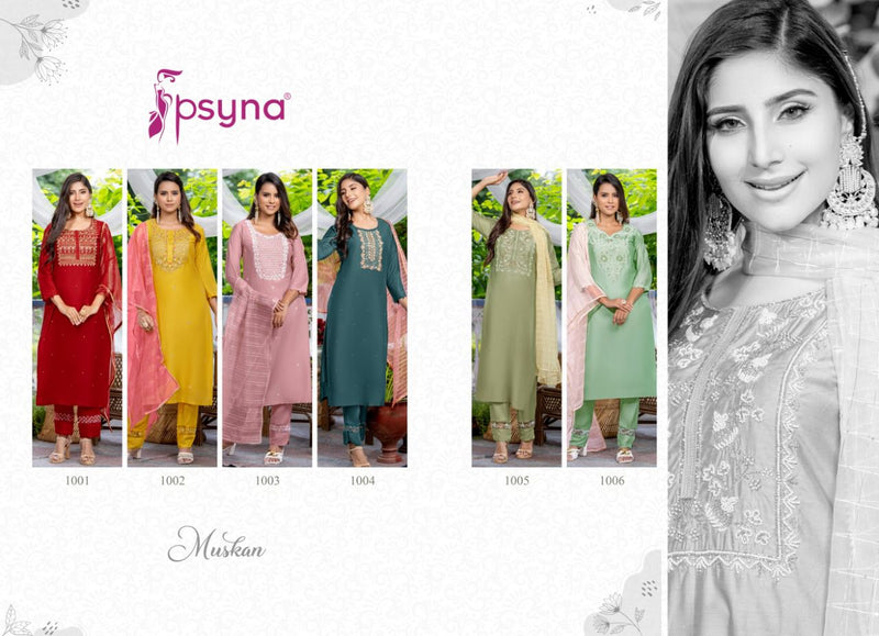 Psyna Muskan Chanderi With Hand Work Stylish Designer Casual Look Festive Wear Kurti