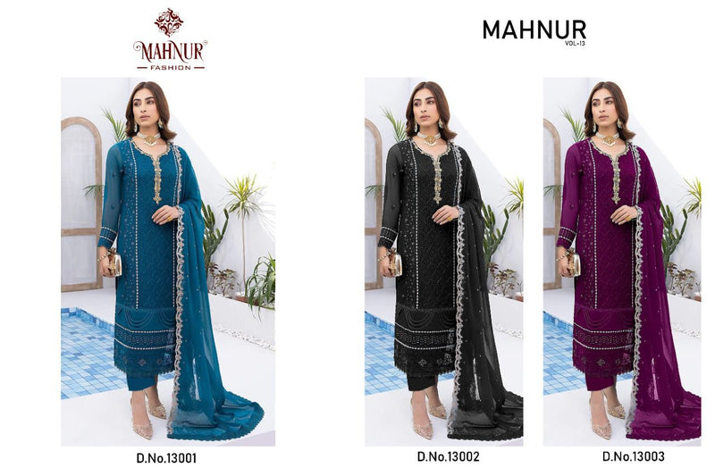 Mahnur Vol 13 Heavy Georgette Fancy Embroidered Work Pakistani Salwar Suit