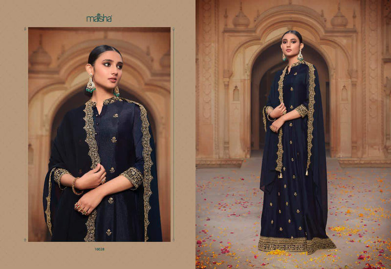 Maisha 10026 To 10031 Series Pure Silk With Embroidery Work And Khatli Work Designer Gowns