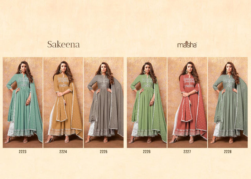 Maisha Maskeenji Launch Sakeena Rayon Print With Designer Handwork Long Gown Style Readymade Kurtis