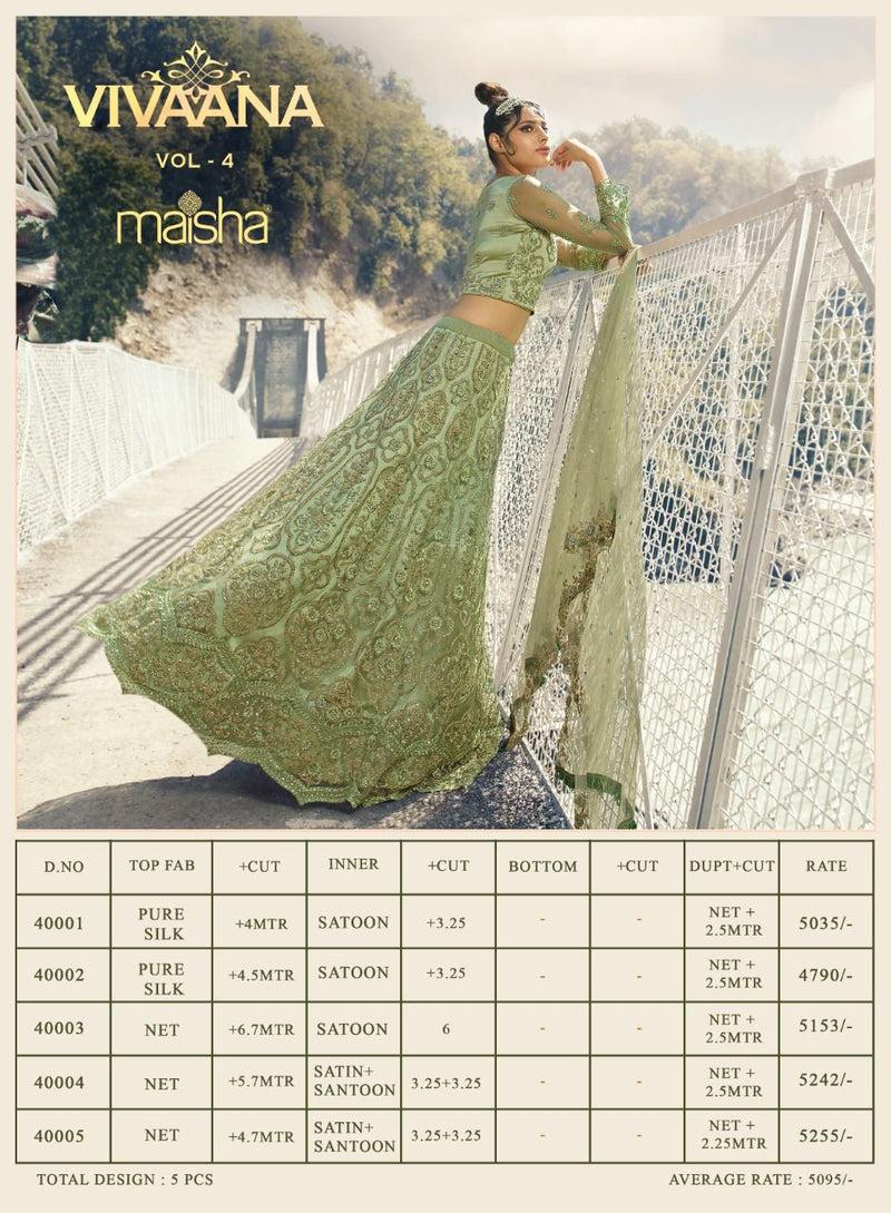 Maisha Vivaana Vol 4 Semi Stiched Pure Silk Lehnga