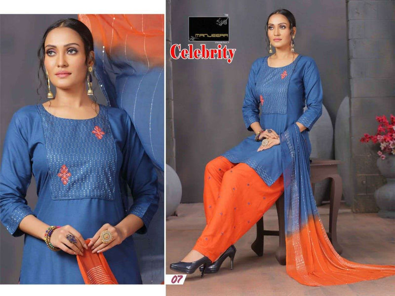 Manjeera Fashion Celebrity Rayon Sequence Work Kurti Collection