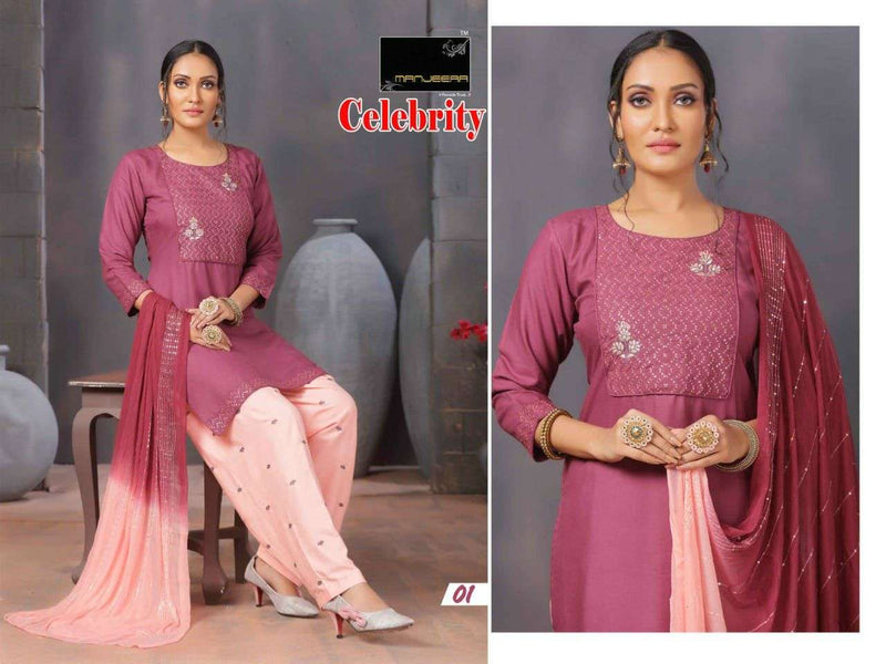 Manjeera Fashion Celebrity Rayon Sequence Work Kurti Collection