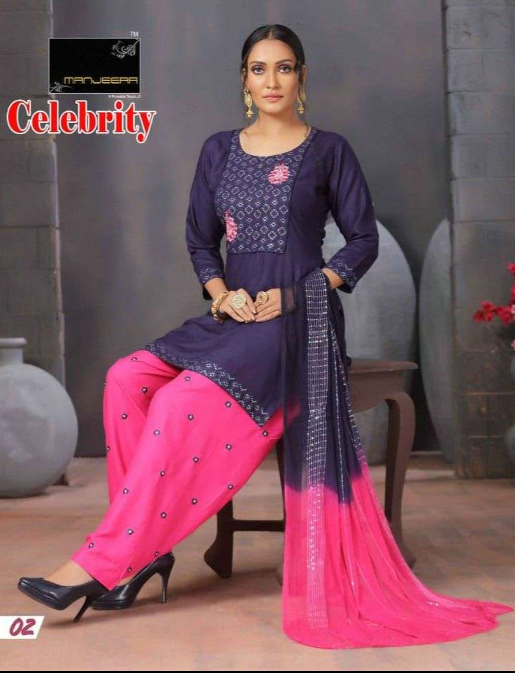 Manjeera Fashion Celebrity Rayon Sequence Work Kurti Collection