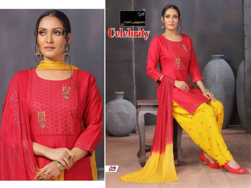 Manjeera Fashion Celebrity Rayon Sequence Work Kurti Collection