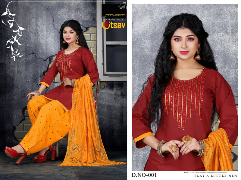 Manjeera Fashion Utsav Semi Satin With Inner Salwar suit