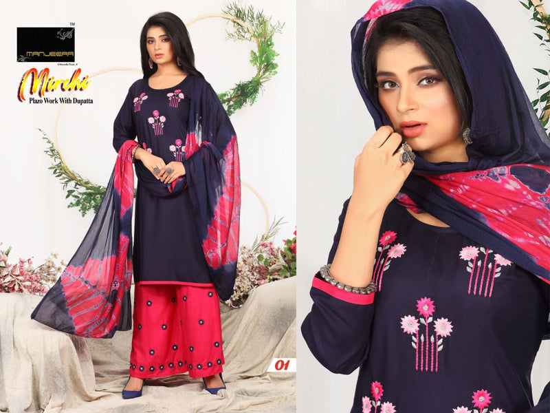 Manjreera Fashion Launch Mirchi Rayon Exclusive Patiyala Style Fancy Regular Wear Salwar Suits