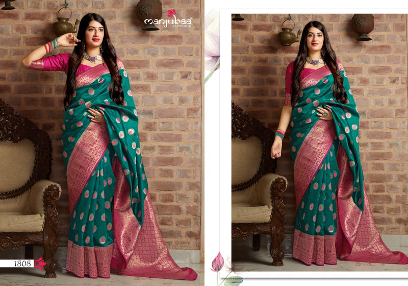Manjubaa Launch By Series 1800 Soft Silk Printed Exclusive Traditional Wear Fancy Sarees
