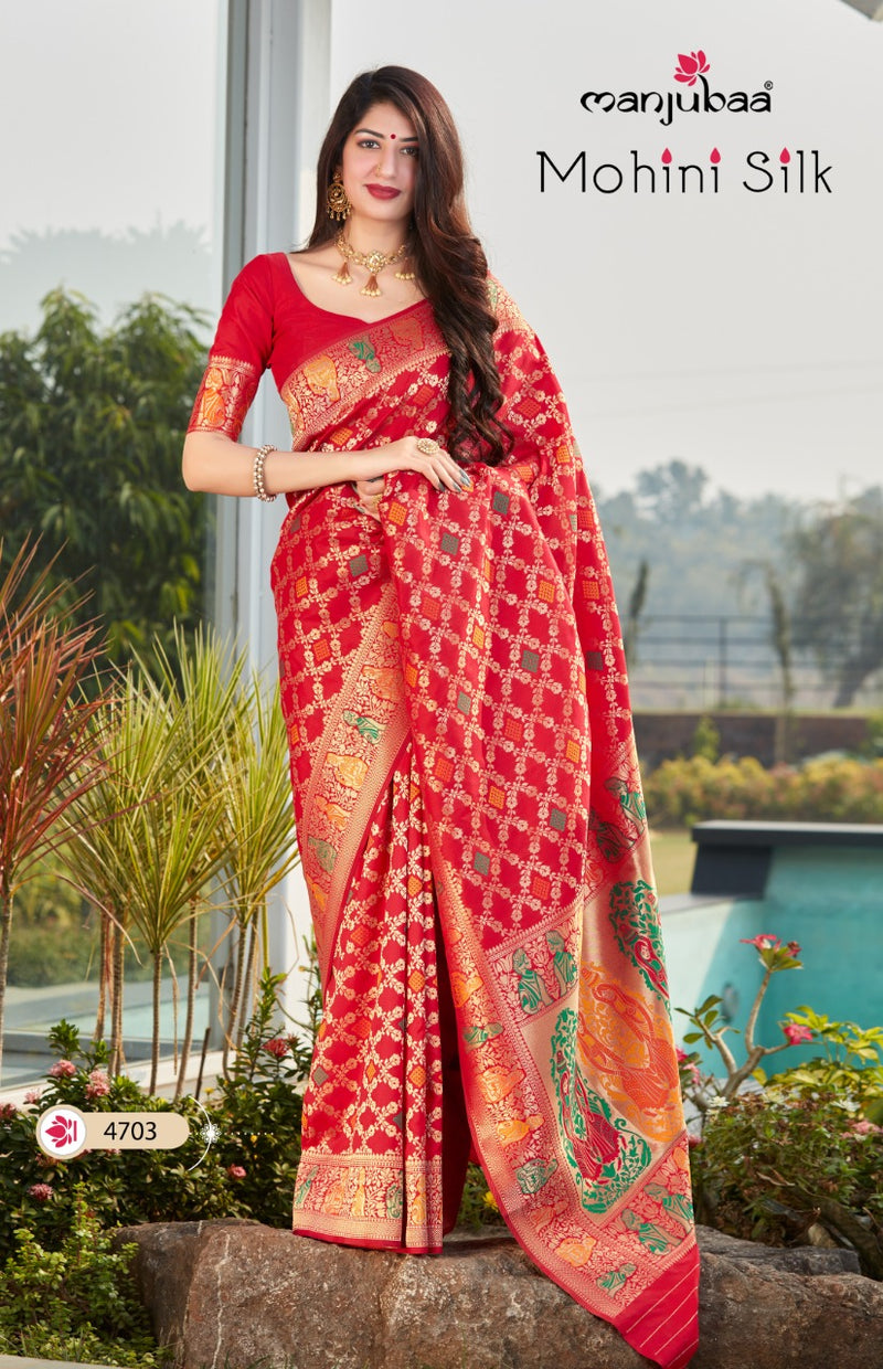 Manjubaa Mohini Silk Series 4701 To 4706 Partywear Designer Silk Sarees Collection