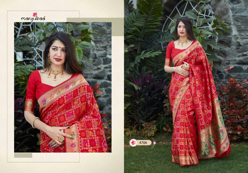 Manjubaa Mohini Silk Series 4706 Designer Partywear Silk Sarees Collection