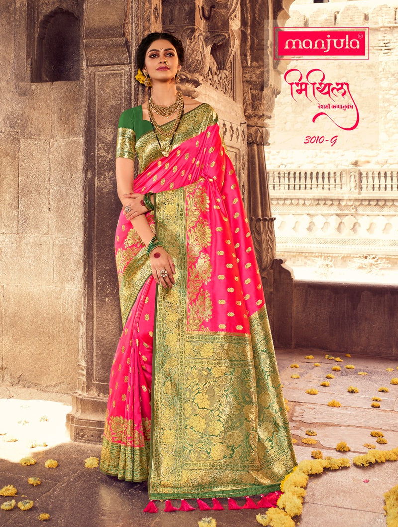 Manjula Fashion Launch By Mithila Banarasi Silk Exclusive Wedding Wear Fancy Sarees