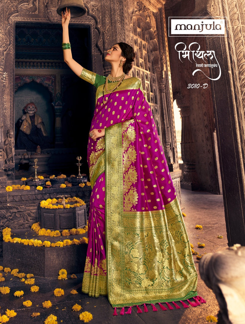 Manjula Fashion Launch By Mithila Banarasi Silk Exclusive Wedding Wear Fancy Sarees