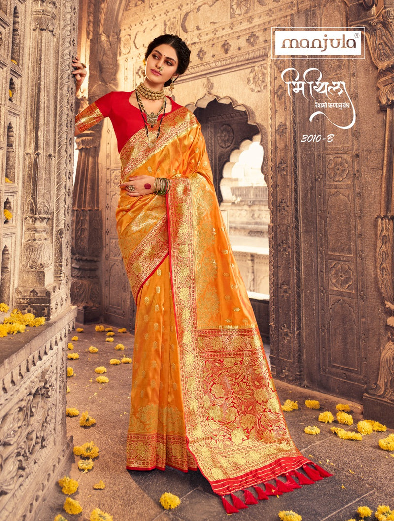 Manjula Fashion Launch By Mithila Banarasi Silk Exclusive Wedding Wear Fancy Sarees