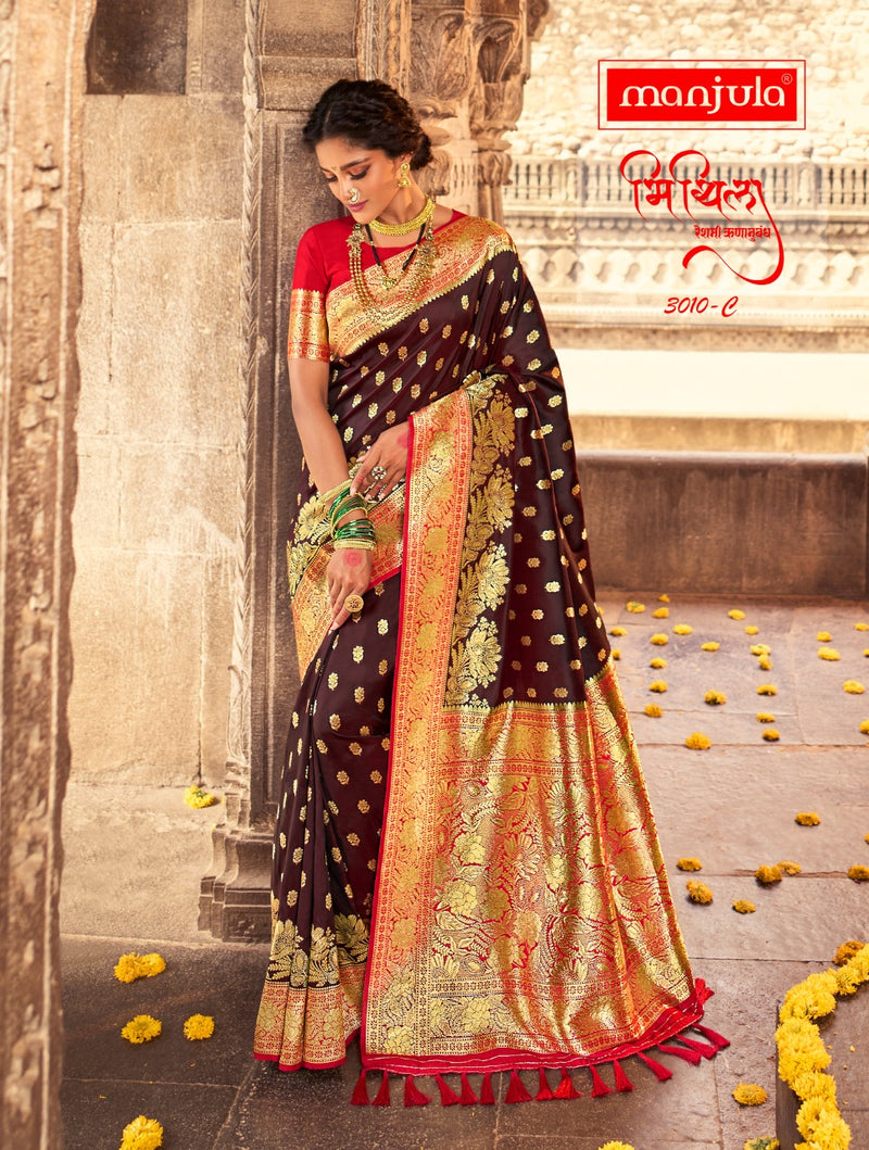 Manjula Fashion Launch By Mithila Banarasi Silk Exclusive Wedding Wear Fancy Sarees
