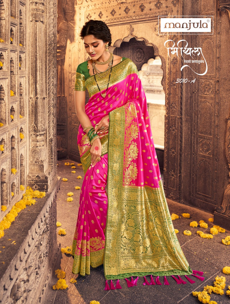 Manjula Fashion Launch By Mithila Banarasi Silk Exclusive Wedding Wear Fancy Sarees