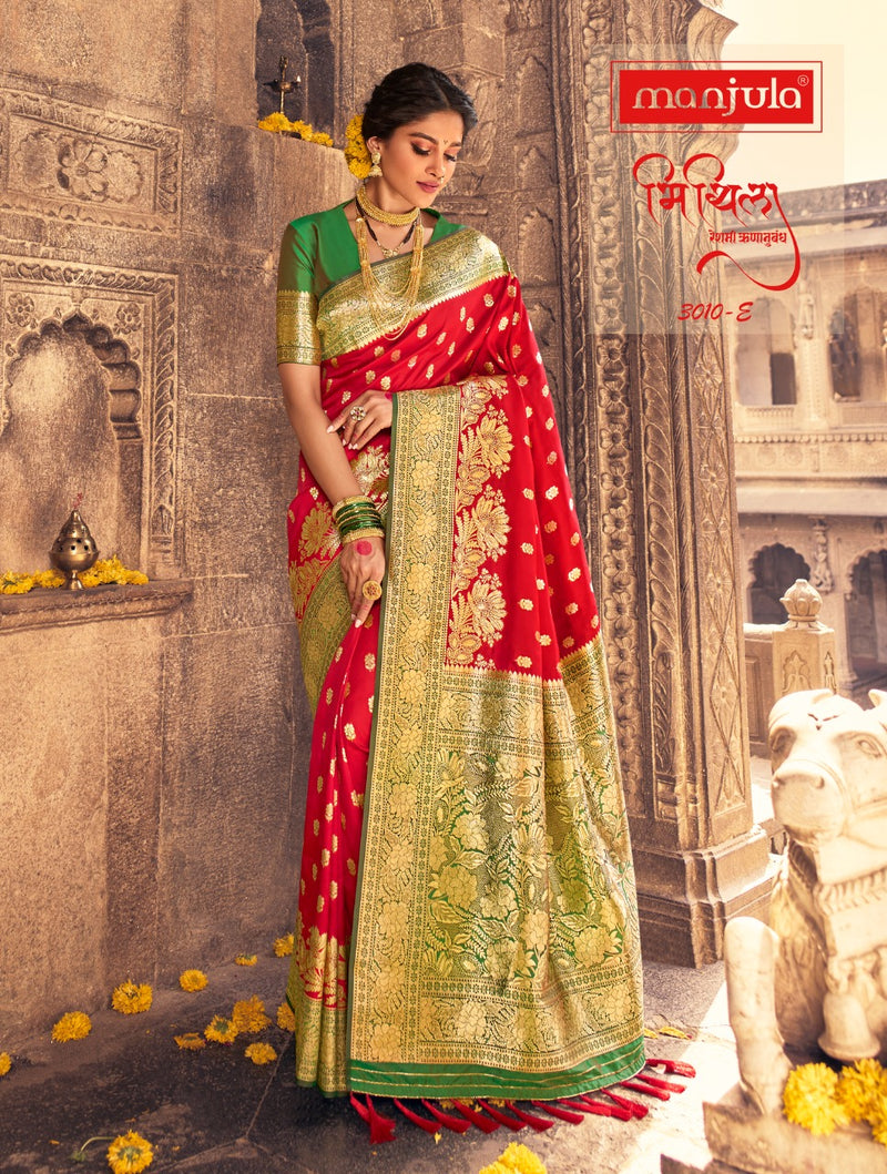 Manjula Fashion Launch By Mithila Banarasi Silk Exclusive Wedding Wear Fancy Sarees