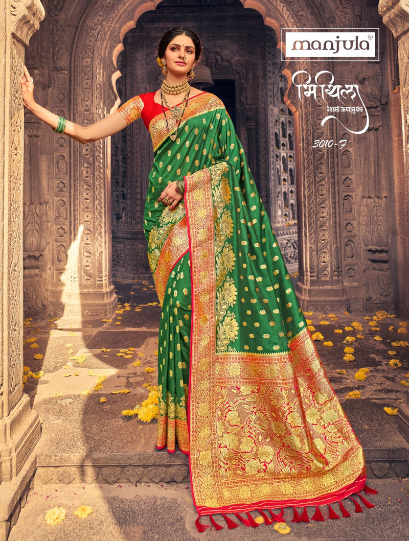 Manjula Fashion Launch By Mithila Banarasi Silk Exclusive Wedding Wear Fancy Sarees