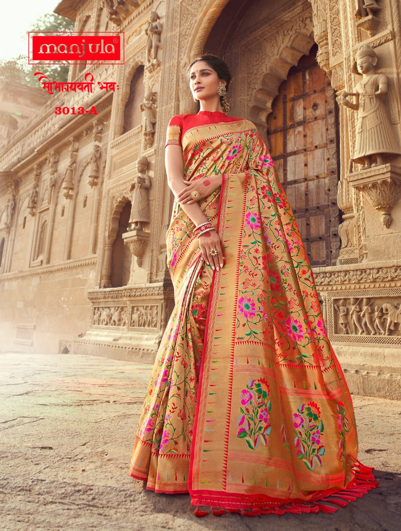 Manjulaa Fashion Presents By Saubhagyavati Bhavah Designer Kanjivaram Type Treditional Wear Saree