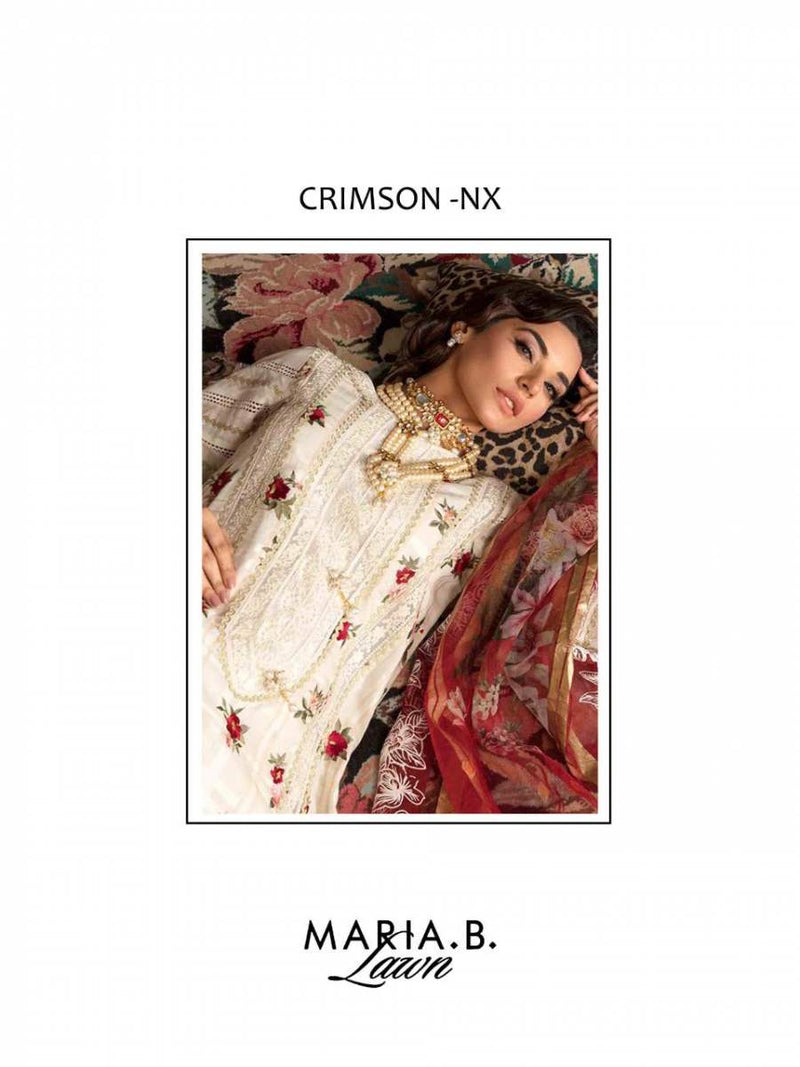 Maria B Lawn Crimson Nx Cambric Cotton With Embroidery Patch Designer New Collection Salwar Kameez