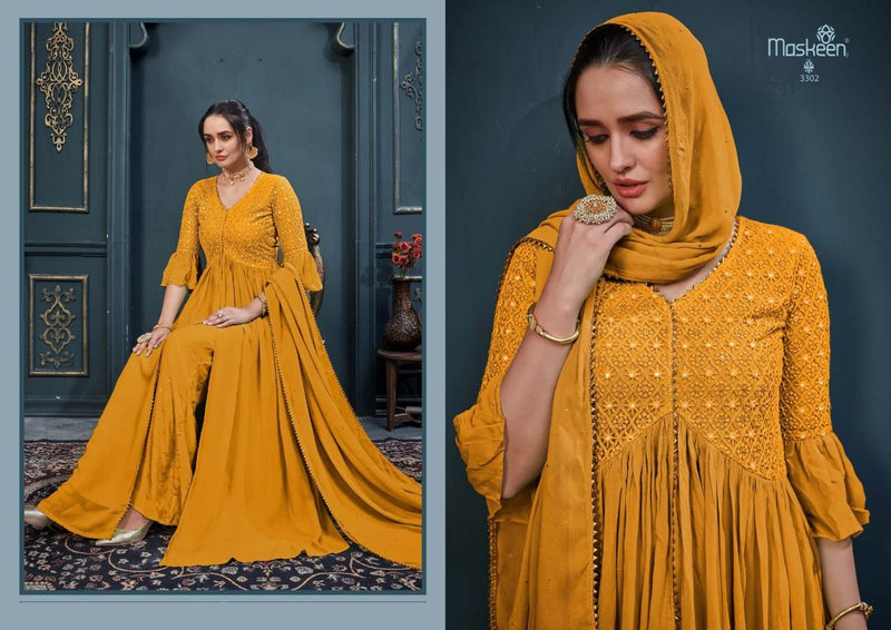 Maskeen Floris Georgette With Beautyful Embroidery Work Exclusive Fancy Long Gown Type Salwar Kameez