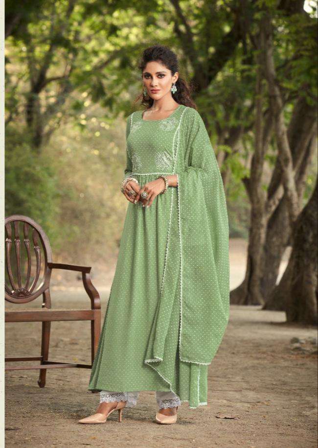 Maskeen Zeenat Pure Rayon Embroidery Kurti With Plazzo Dupatta