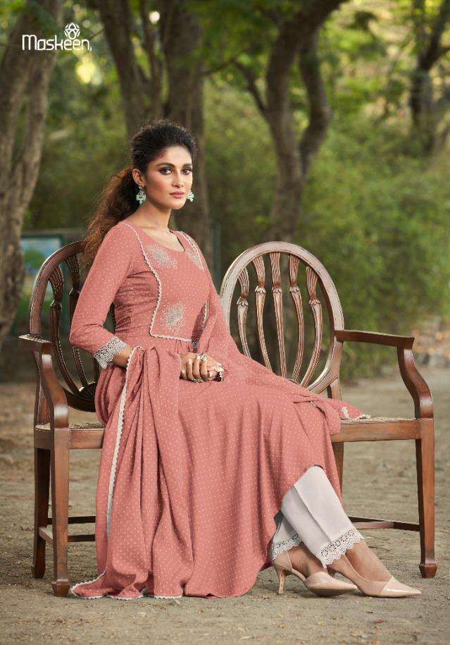 Maskeen Zeenat Pure Rayon Embroidery Kurti With Plazzo Dupatta