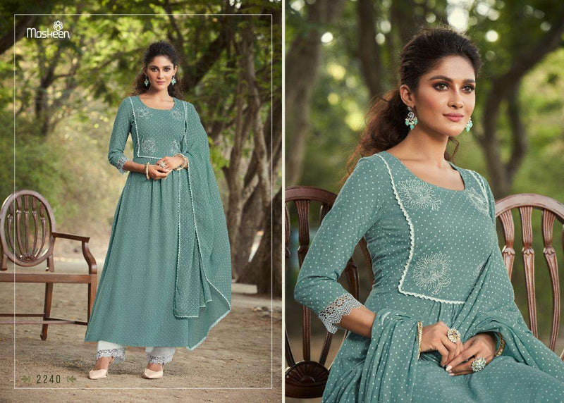 Maskeen Zeenat Pure Rayon Embroidery Kurti With Plazzo Dupatta