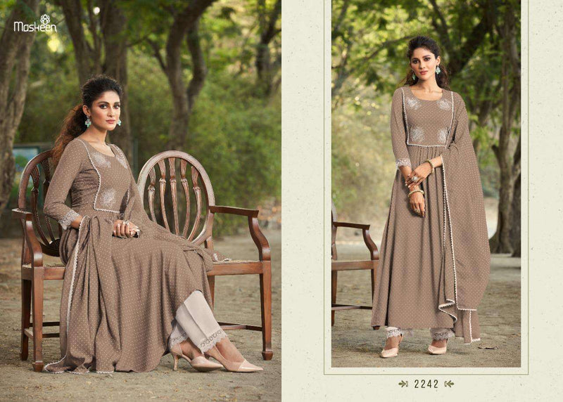 Maskeen Zeenat Pure Rayon Embroidery Kurti With Plazzo Dupatta