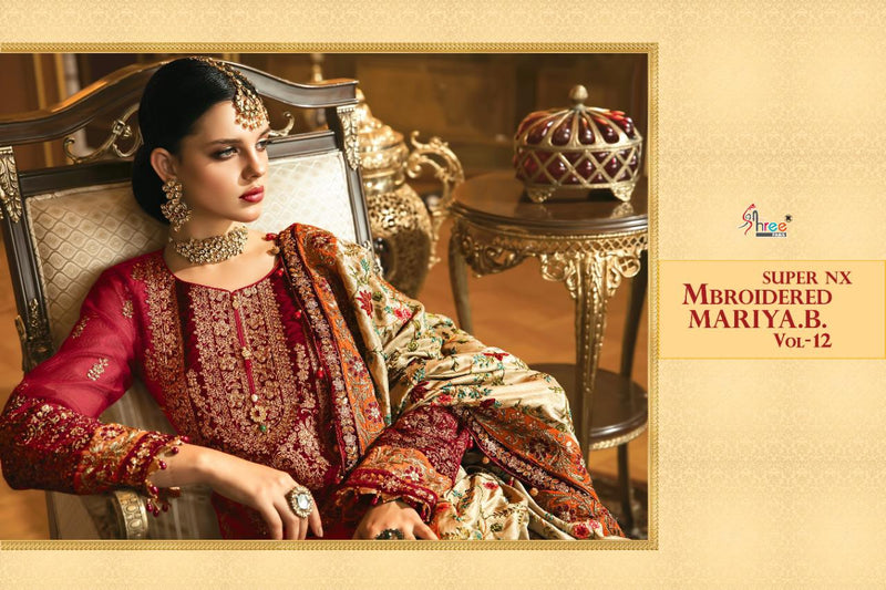 Shree Fabs Mbroidered Mariya B Vol 12 Super Nx Butterfly Net Pakistani Salwar Kameez