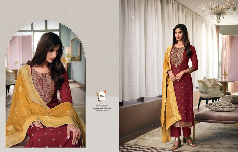 Meera Trendz Charmy Aarya Vol 2 Cream Silk Weaving Jacquard Designer Salwar Suit